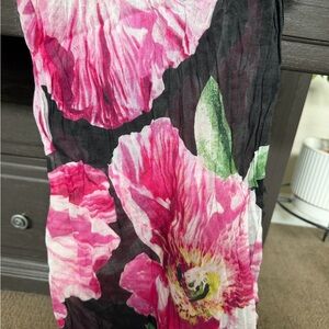 Floral Pink and Black Scarf